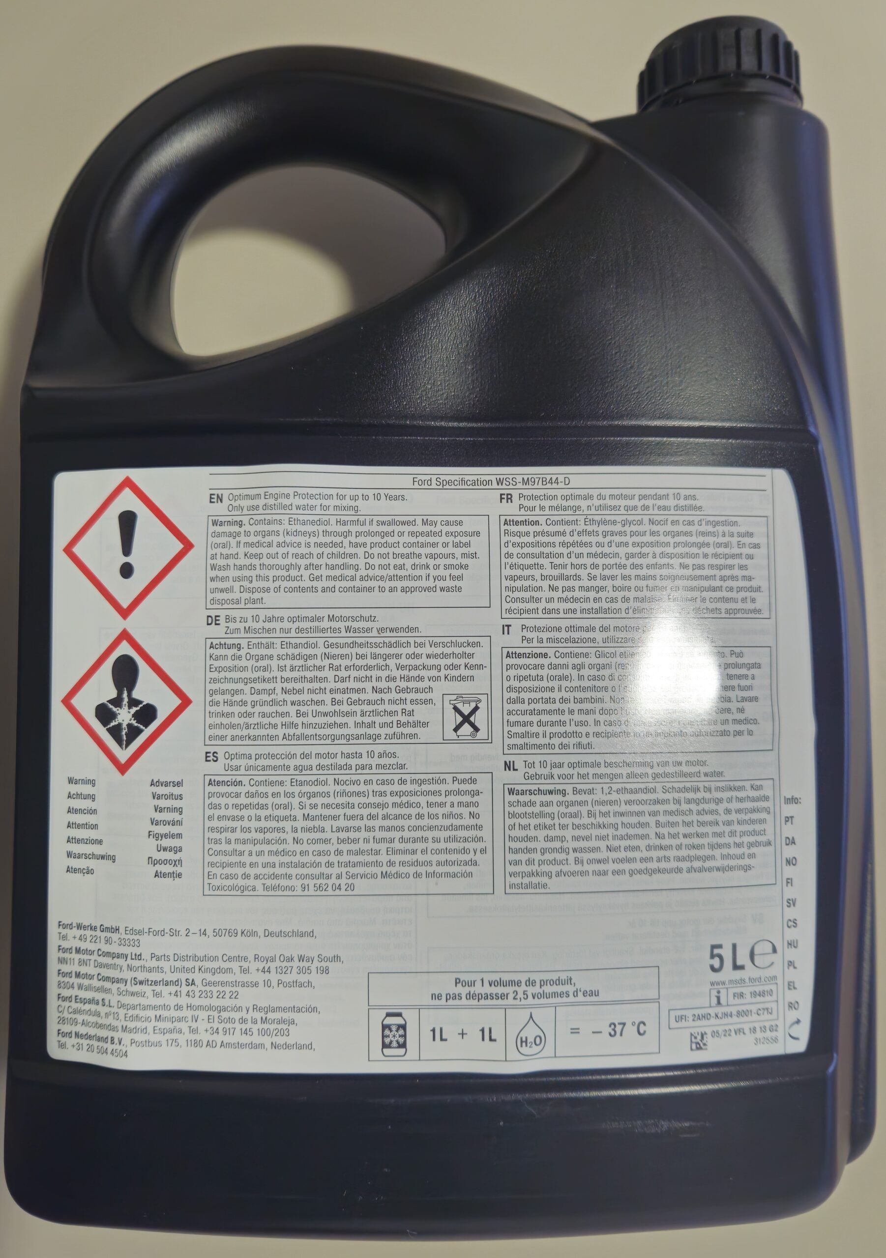 Ford nemrznúca zmes / chladiaca kvapalina Super Plus Premium, 5L – WSSM97B44D - Image 2