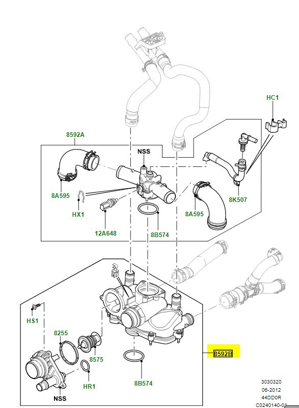 Kryt termostatu 4.4 diesel OEM LR186860 - Image 2